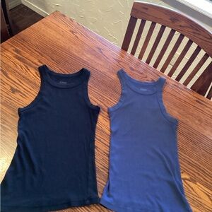 Easy Standard Lot of Rib Fitted Racer Tank Tops - Black and Blue
